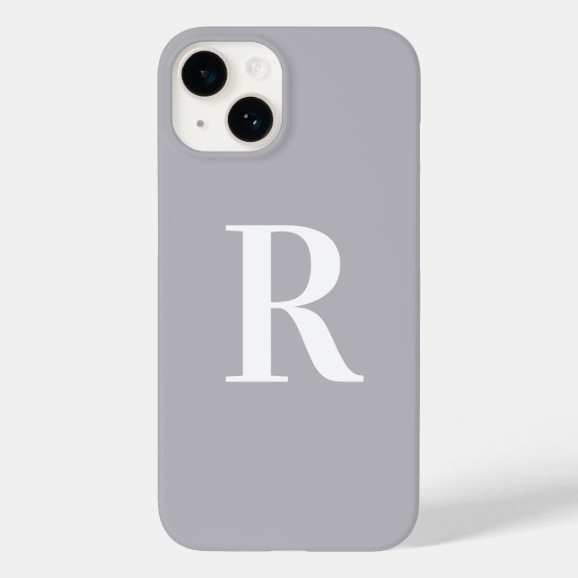 Coques Case-Mate iPhone Monogramme minimal gris moderne (Verso)