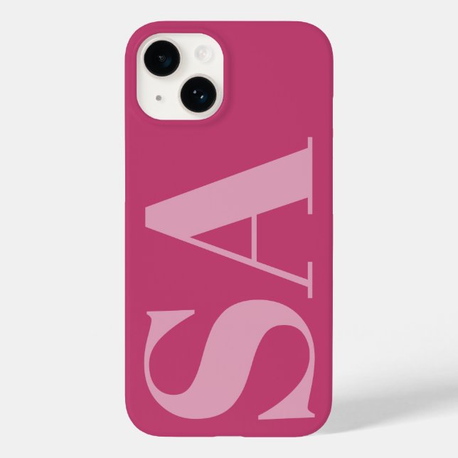 Coques Case-Mate iPhone Monogramme minimal initial de giron rose moderne (Verso)