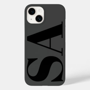 Coque Pour iPhone 14 monogramme minimal noir moderne