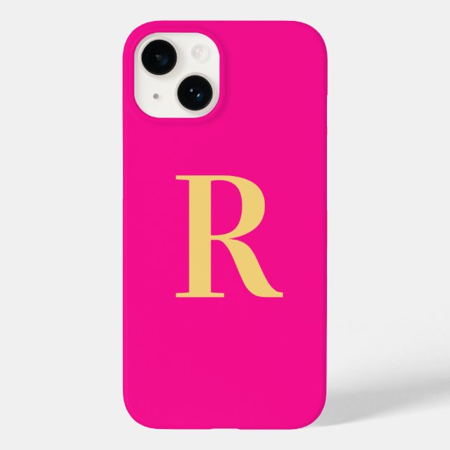 Coques Case-Mate iPhone Monogramme minimal rose chaud moderne (Verso)