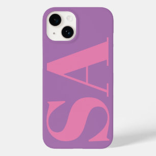 Coque Pour iPhone 14 Monogramme minimal rose moderne
