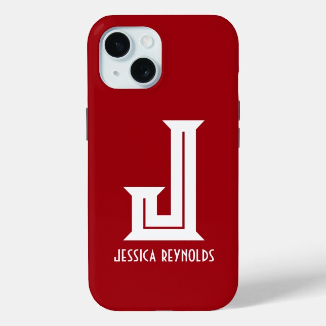 Coques Case-Mate iPhone Monogramme minimal rouge (Verso)