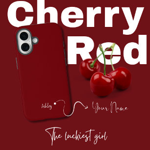 Coques iPhone 16 Monogramme minimaliste Élégant rouge cerise