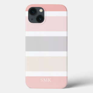 Case-Mate iPhone Case Monogramme minimaliste moderne rose Gris Crème ray