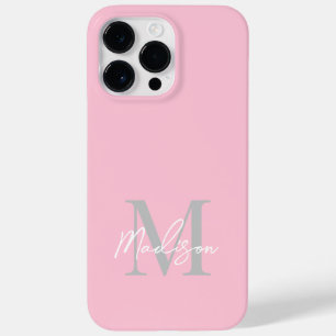 Coque Pour Pour iPhone 14 Pro Max Monogramme minimaliste moderne rose vif rose blanc