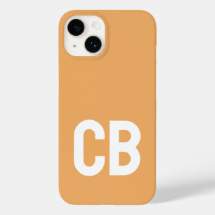 Coque Pour iPhone 14 Monogramme minimaliste orange doux couleur tendanc