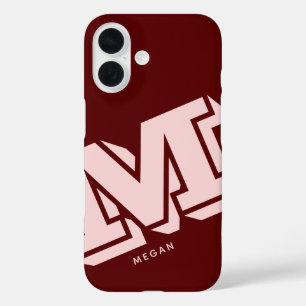 Coques iPhone 16 Monogramme Minimaliste Rouge Bordeaux Rose Pâle