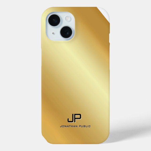 Coques Case-Mate iPhone Monogramme Modèle d'or métallique personnalisé (Verso)