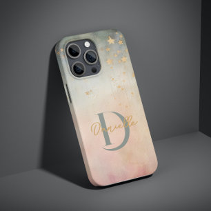 Coque iPhone 15 Pro Max Monogramme Moderne Abstrait Nom personnalisé Étoil