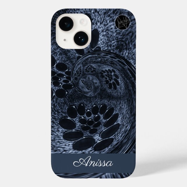 Coques Case-Mate iPhone Monogramme moderne bleu Denim Swirl Plus Pro Max (Verso)