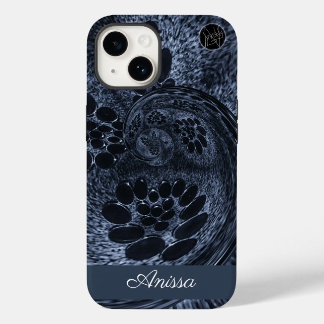 Coques Case-Mate iPhone Monogramme moderne bleu Denim Swirl Plus Pro Max) (Verso)