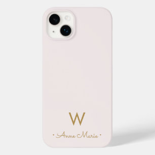 Coque Pour iPhone 14 Plus Monogramme moderne Blush Pink Gold Script