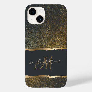 Coque Pour iPhone 14 Monogramme moderne Elegant Gold Touch