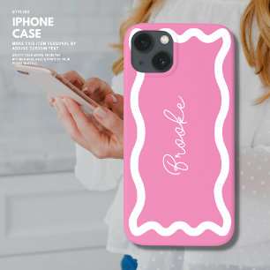 Case-Mate iPhone Case Monogramme moderne Élégant Script Pink Wave Edge