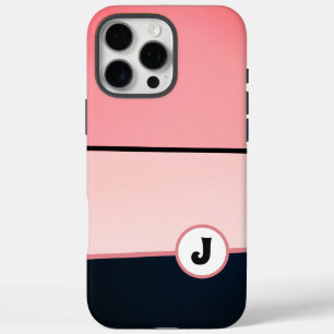 Coques iPhone 16 Pro Max Monogramme Moderne Féminin Chic Rayure Rose Noir