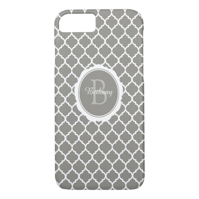 Coques Case-Mate iPhone Monogramme moderne gris géométrique (Dos)