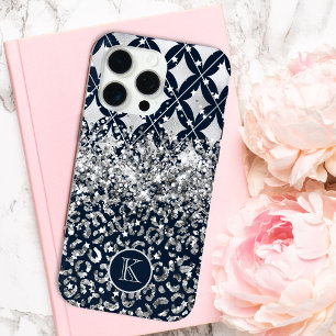Coque iPhone 15 Pro Max Monogramme Moderne Imprimé Léopard Paillettes Pers