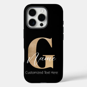 Coques iPhone 16 Pro Monogramme moderne Initiale G & Nom Personnalisé