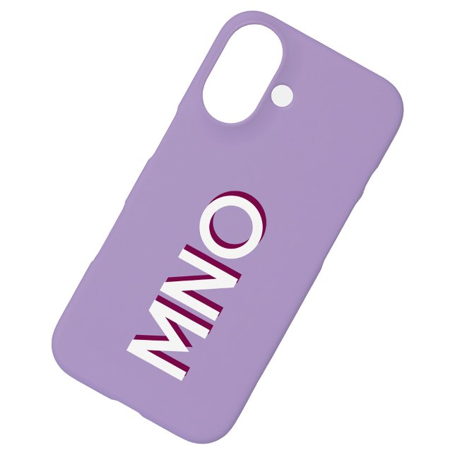 Coques Case-Mate iPhone Monogramme moderne Lilac initial ombre portée (Personalized monogram initials modern drop shadow typography cell phone case)