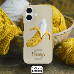 Coques iPhone 16 Monogramme moderne minimal Nom Crochet Banana