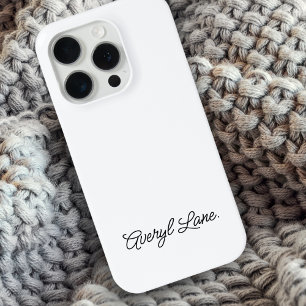 Coque iPhone 15 Pro Monogramme moderne minimaliste blanc Script élégan