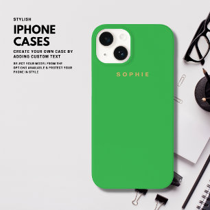 Coque Pour iPhone 14 Monogramme moderne minimaliste vert et or