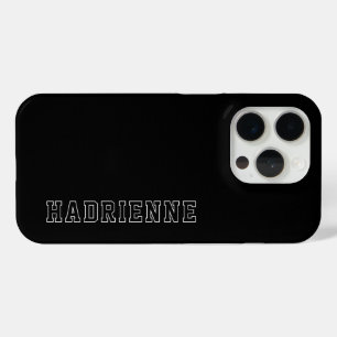 Coque iPhone 15 Pro Monogramme Moderne Noir Blanc Contour Nom