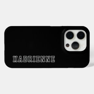 Coque iPhone 15 Pro Monogramme Moderne Noir Blanc Contour Nom