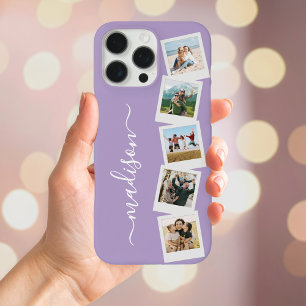Coques iPhone 16 Pro Max Monogramme moderne Nom 5 Collage photo