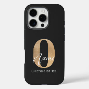 Coques iPhone 16 Pro Monogramme moderne O & Nom initial Personnalisé