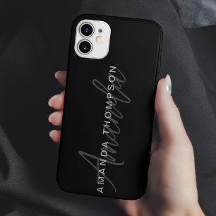 Coque Pour iPhone 14 Monogramme Moderne Personnalisé Avec Nom