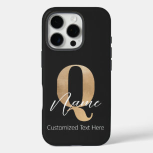 Coques iPhone 16 Pro Monogramme moderne Q & Nom initial Personnalisé