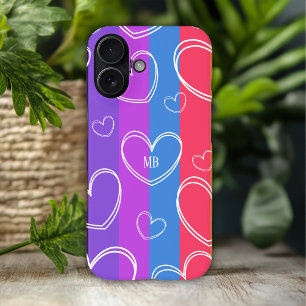 Coques iPhone 16 Monogramme Moderne Rayure Amour Cœur Féminin