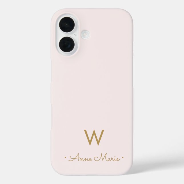 Coques Case-Mate iPhone Monogramme Moderne Rose Pâle Or Écriture Script (Verso)