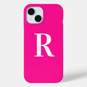 Coque Pour iPhone 15 Monogramme Moderne Simple Hot Pink