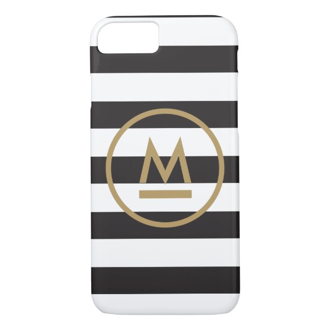Coques Case-Mate iPhone Monogramme moderne sur Gras Stripes Personnalisé (Dos)