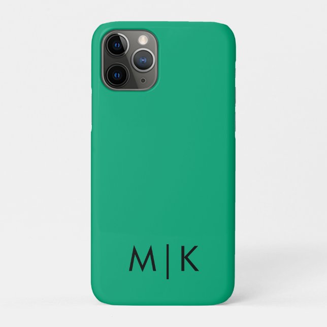 Coques Case-Mate iPhone Monogramme Moderne Vert Bleu et Noir  (Dos)
