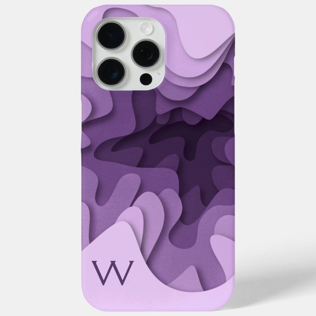 Coques Case-Mate iPhone Monogramme moderne violet violet élégant Abstrait (Verso)