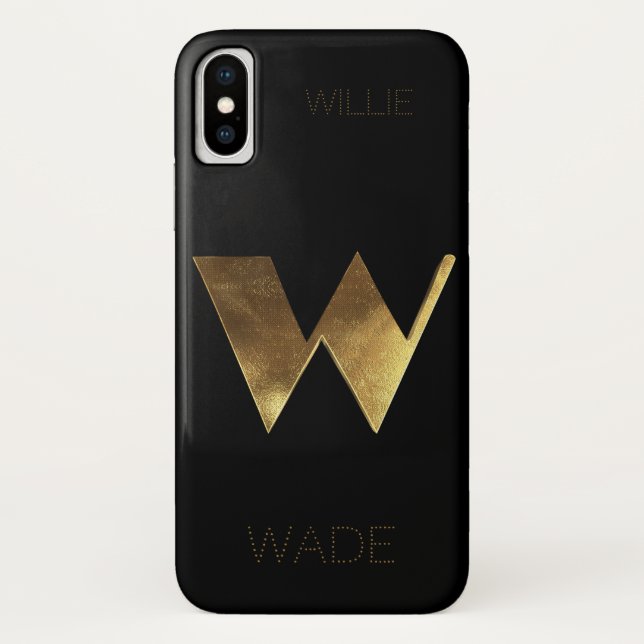 Coques Case-Mate iPhone Monogramme Monogramme initial W Black Gold (Dos)