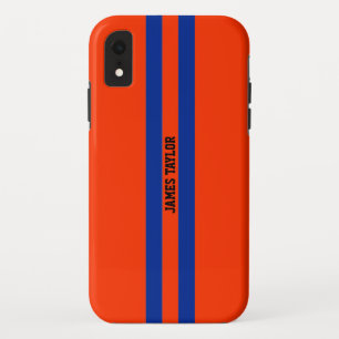 Case-Mate iPhone Case Monogramme motif à rayures orange et bleu
