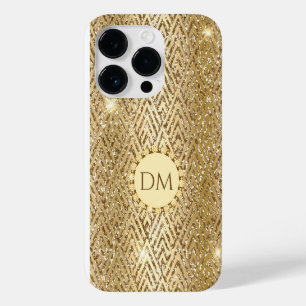 Coque Pour iPhone 14 Pro Monogramme Motif de diamant géométrique Glitterie