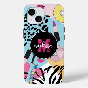 Coque Pour iPhone 15 Monogramme Motif des années 1990