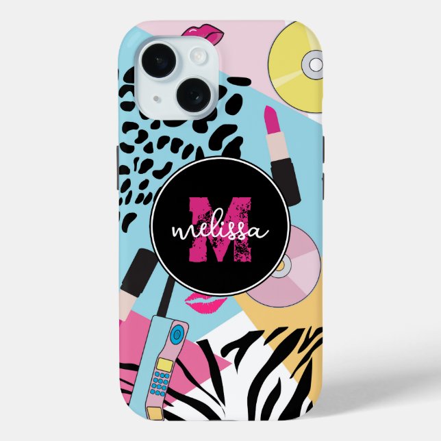 Coques Case-Mate iPhone Monogramme Motif des années 1990 (Verso)