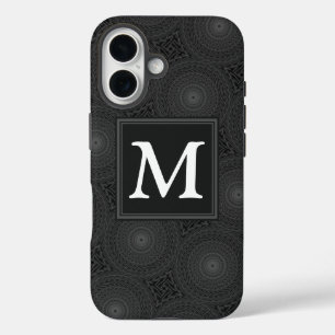 Coques iPhone 16 Monogramme motif des cercles de charbon