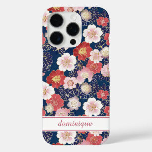 Coques iPhone 16 Pro Monogramme motif floral rose Japonais