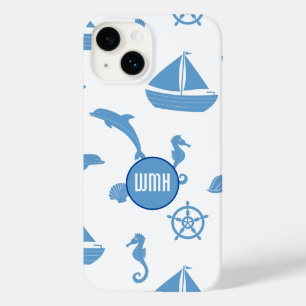 Coque Pour iPhone 14 Monogramme Motif nautique