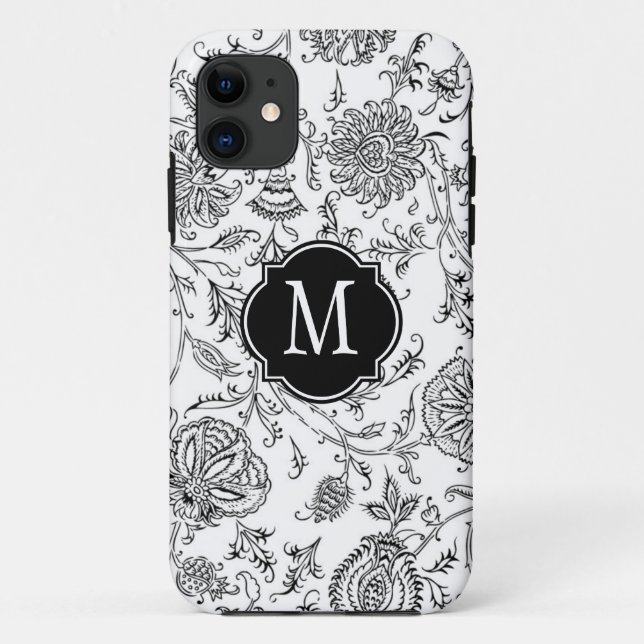 Coques Case-Mate iPhone Monogramme Motif noir et blanc (Dos)