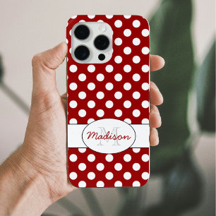 Coque Pour Pour iPhone 14 Pro Max Monogramme motif pois rouge tendance