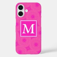 Monogramme motif rose chaud cercles
