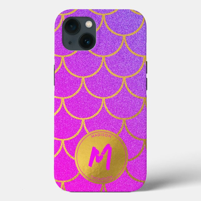 Coques Case-Mate iPhone Monogramme Motif rose or (Verso)